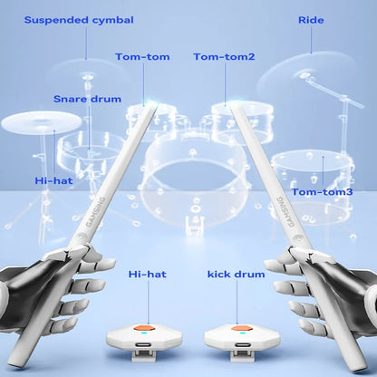 GAMSING GRA2 Air Drum Set with Bluetooth Speaker, Sticks Portable Drumstick Playset