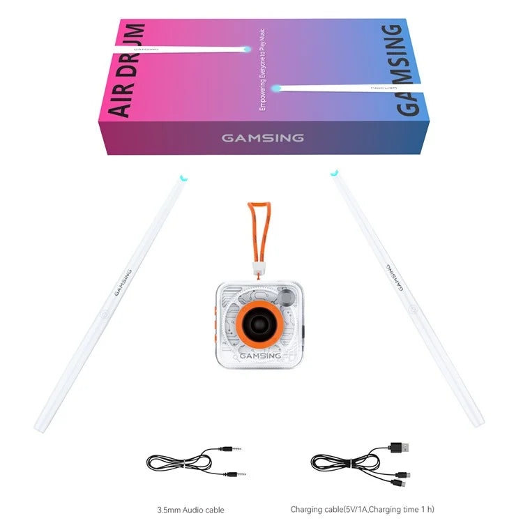 GAMSING GRA2 Air Drum Set with Bluetooth Speaker, Sticks Portable Drumstick Playset