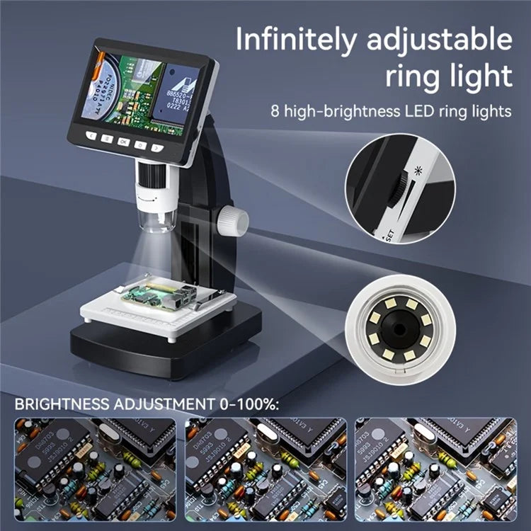 306 2MP Digital Microscope Camera 4.3 inch Screen 1000X Magnification Kids Microscope Video Recorder
