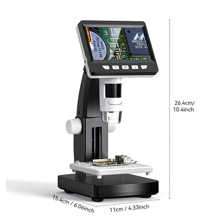 306 2MP Digital Microscope Camera 4.3 inch Screen 1000X Magnification Kids Microscope Video Recorder