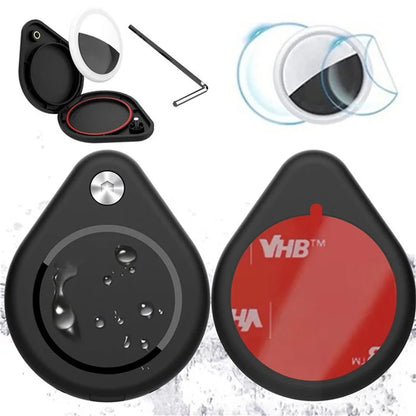 For AirTag Bluetooth Tracker Case Water Droplets PC+Metal Waterproof Cover with Protective Film