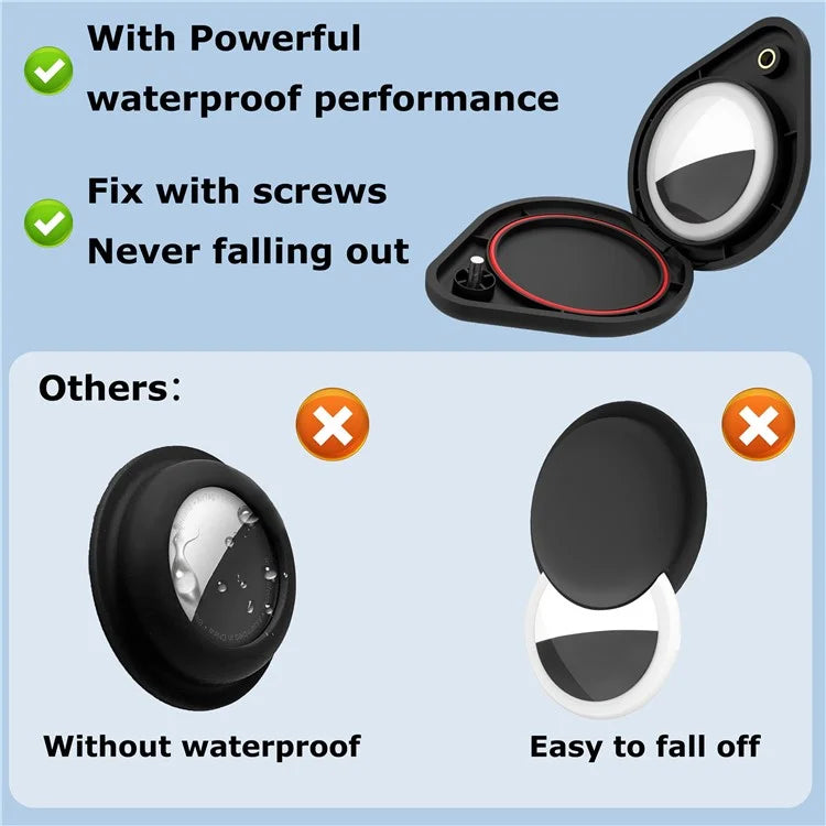 For AirTag Bluetooth Tracker Case Water Droplets PC+Metal Waterproof Cover with Protective Film