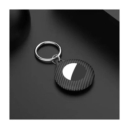 For AirTag Bluetooth Tracker Case Carbon Fiber PP Shockproof Cover with Keychain, Protective Film