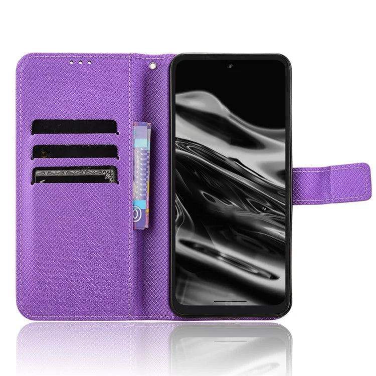 For XREAL Beam Pro Case PU Leather Diamond Texture Wallet Phone Cover