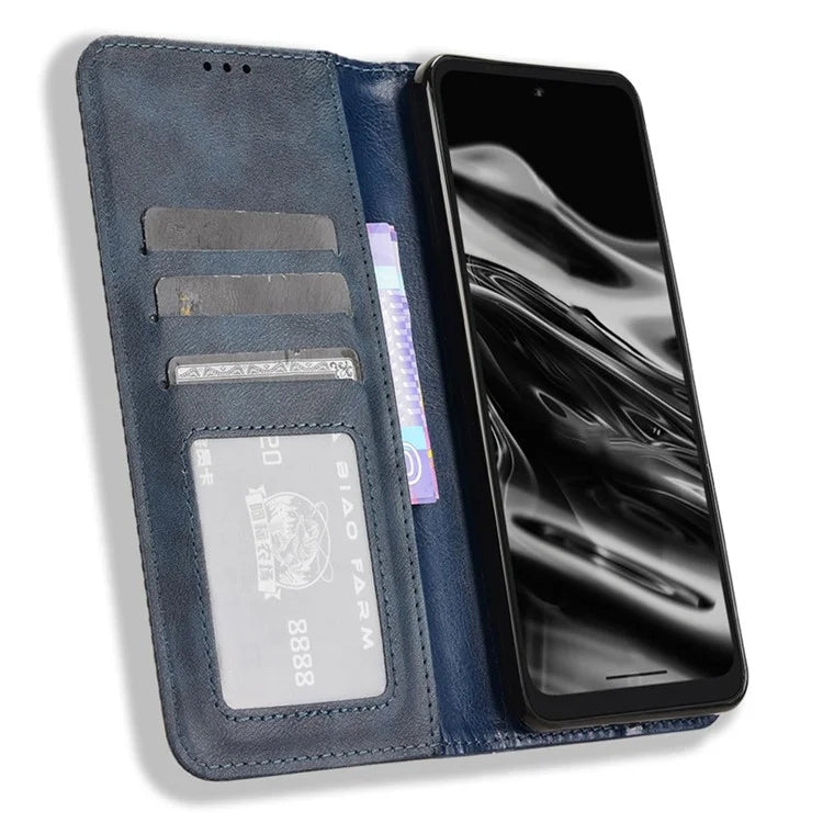 For XREAL Beam Pro Leather Case Wallet Stand Retro Texture Phone Cover