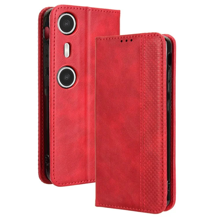 For XREAL Beam Pro Leather Case Wallet Stand Retro Texture Phone Cover