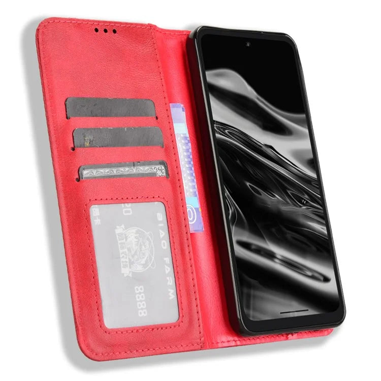 For XREAL Beam Pro Leather Case Wallet Stand Retro Texture Phone Cover