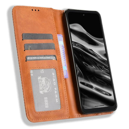 For XREAL Beam Pro Leather Case Wallet Stand Retro Texture Phone Cover