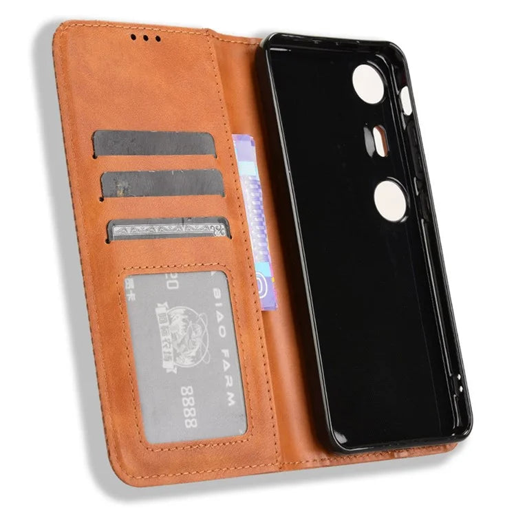 For XREAL Beam Pro Leather Case Wallet Stand Retro Texture Phone Cover
