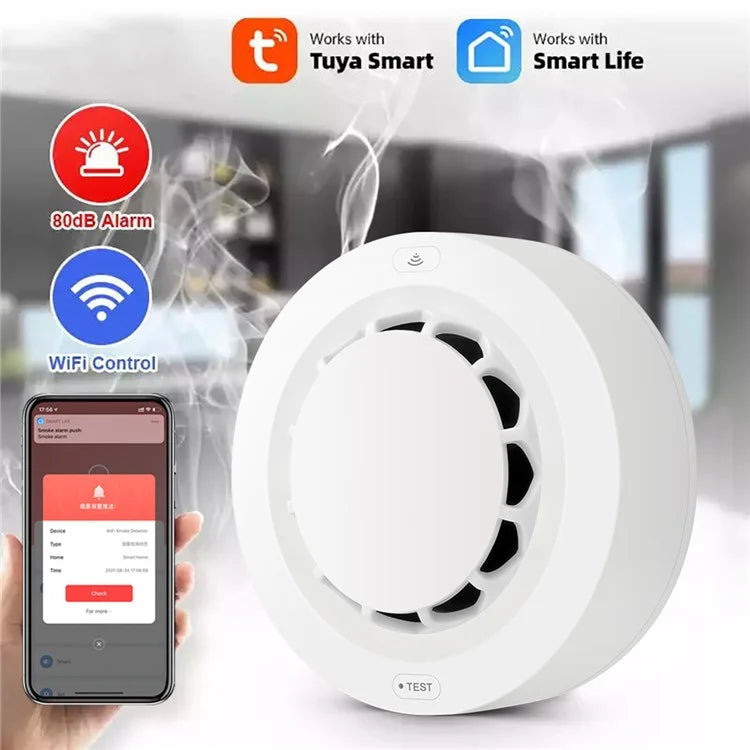 Tuya Smart Life Wireless Smoke Detector 80dB Alarm High Sensitivity WiFi Smoke Sensor