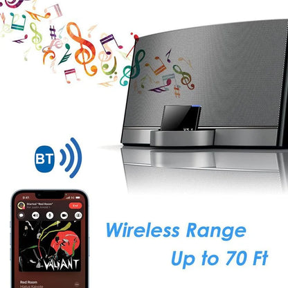 30-pin Bluetooth 5.1 Audio Receiver Speaker Mini Wireless Adapter 30-pin Jack Analog for iPhone iPad PC