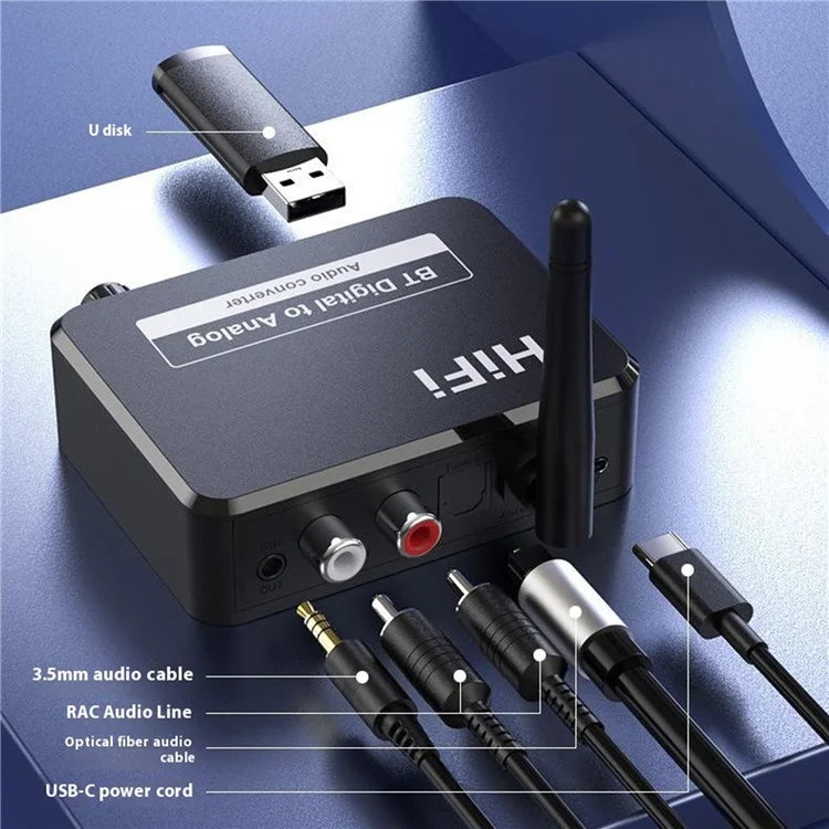 B35 Bluetooth 5.1 Receiver RCA 3.5mm AUX Adapter Converter for Home Theater