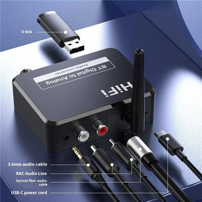 B35 Bluetooth 5.1 Receiver RCA 3.5mm AUX Adapter Converter for Home Theater