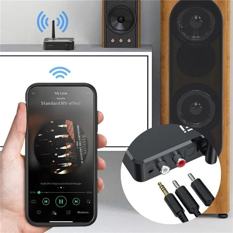 B35 Bluetooth 5.1 Receiver RCA 3.5mm AUX Adapter Converter for Home Theater