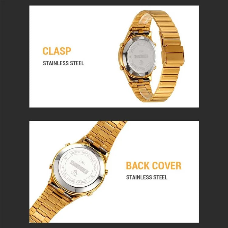SKMEI 2200 Steel Strap Digital Watch Date Time Display Stylish Sports Electronic Watch