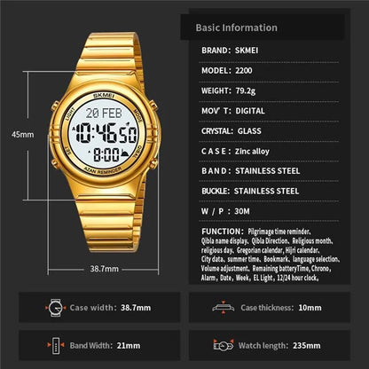 SKMEI 2200 Steel Strap Digital Watch Date Time Display Stylish Sports Electronic Watch