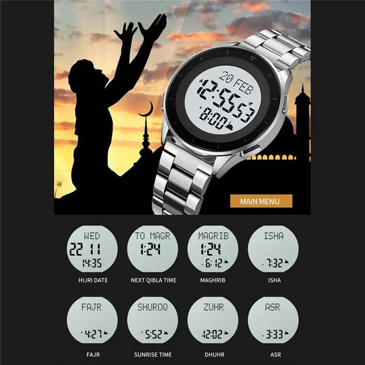 SKMEI 2300 Qibla Direction Indicator Digital Watch Luminous Bookmark Function Electronic Watch