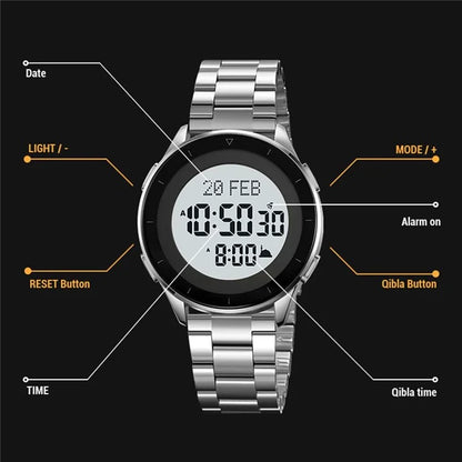 SKMEI 2300 Qibla Direction Indicator Digital Watch Luminous Bookmark Function Electronic Watch