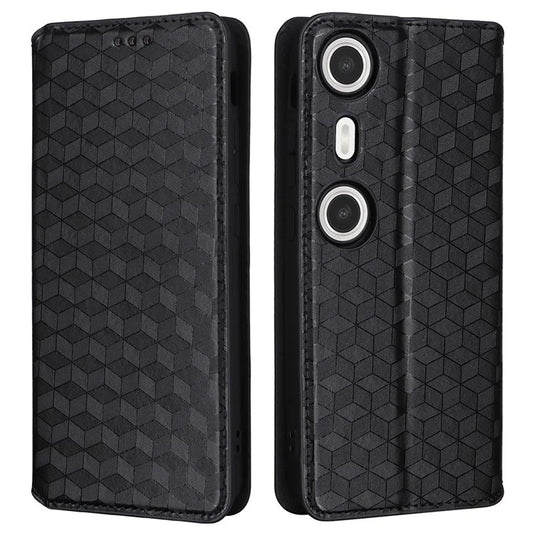 For XREAL Beam Pro Wallet Case Rhombus Imprinted Leather Phone Cover