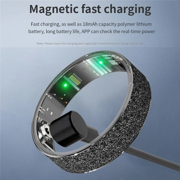 Vring-3 Frosted Bluetooth Sleep Health Monitoring Smart Ring Stainless Steel Finger Ring, Magnetic Charging Cable