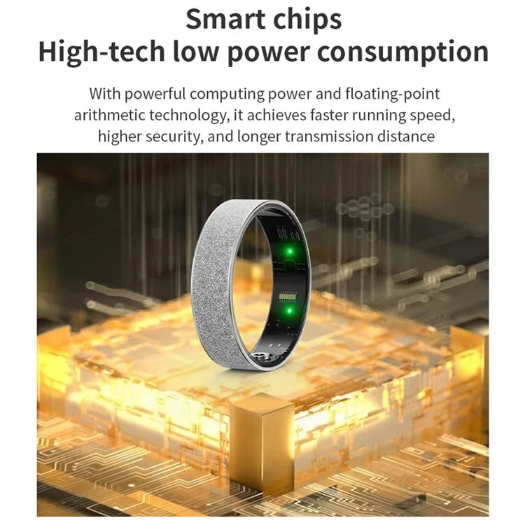 Vring-3 Frosted Bluetooth Sleep Health Monitoring Smart Ring Stainless Steel Finger Ring, Magnetic Charging Cable