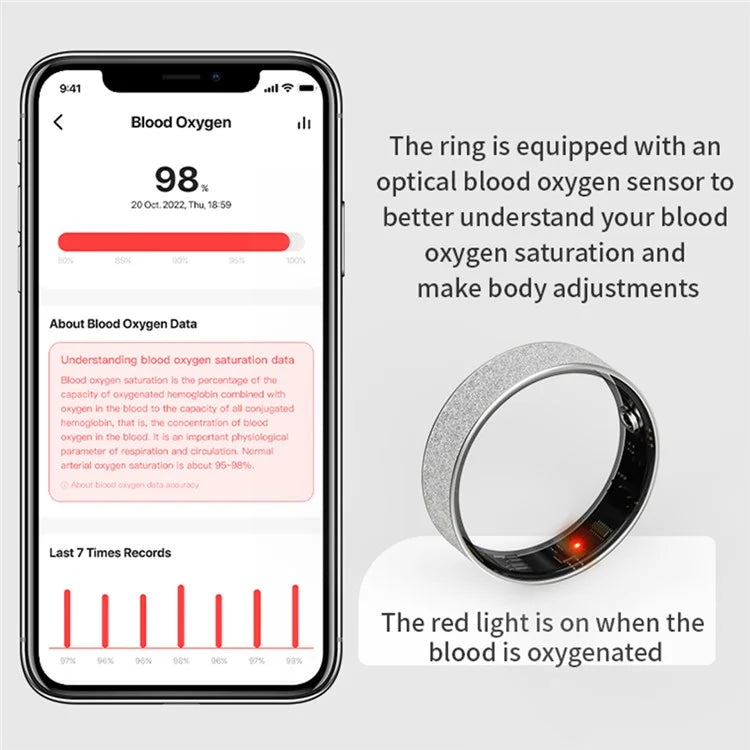 Vring-3 Frosted Bluetooth Sleep Health Monitoring Smart Ring Stainless Steel Finger Ring, Magnetic Charging Cable