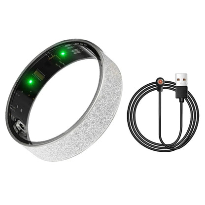 Vring-3 Frosted Bluetooth Sleep Health Monitoring Smart Ring Stainless Steel Finger Ring, Magnetic Charging Cable