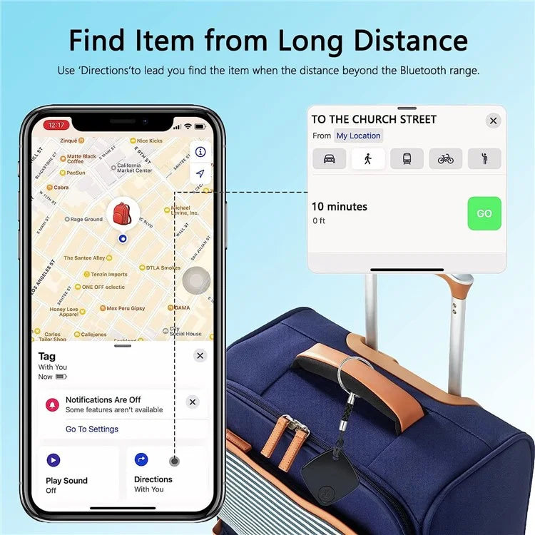Sualio Tag Find My Wireless Smart Tag Bluetooth Tracker Luggage Wallet Key Locator