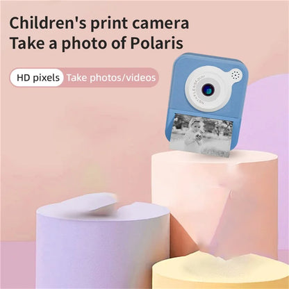 P7 2.4 Inch High Definition Kids Instant Print Camera with Hanging Rope 2 Rolls Of  Printing Paper for Boys Girls