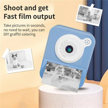P7 2.4 Inch High Definition Kids Instant Print Camera with Hanging Rope 2 Rolls Of  Printing Paper for Boys Girls