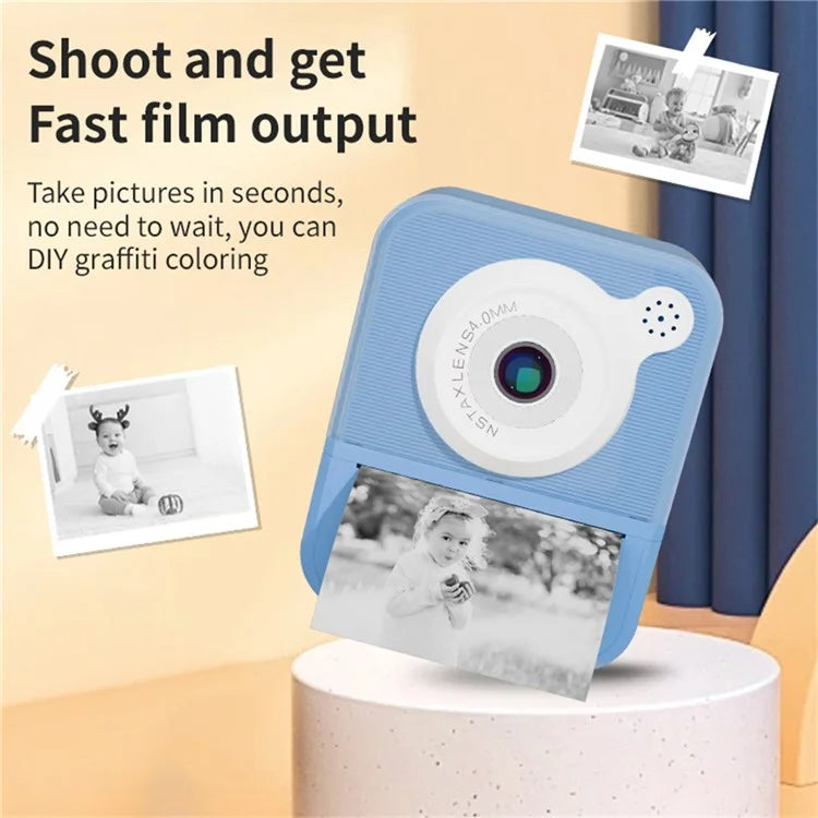 P7 2.4 Inch High Definition Kids Instant Print Camera with Hanging Rope 2 Rolls Of  Printing Paper for Boys Girls