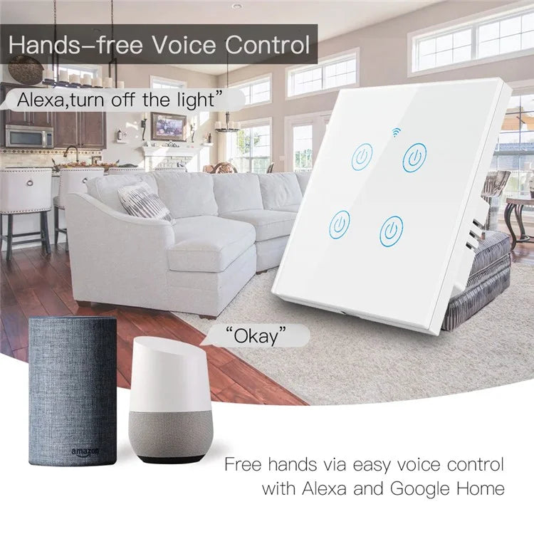 DS-101JL-4 4 Gang WiFi + Bluetooth Dual Mode APP Voice Control Smart Touch Wall Switch