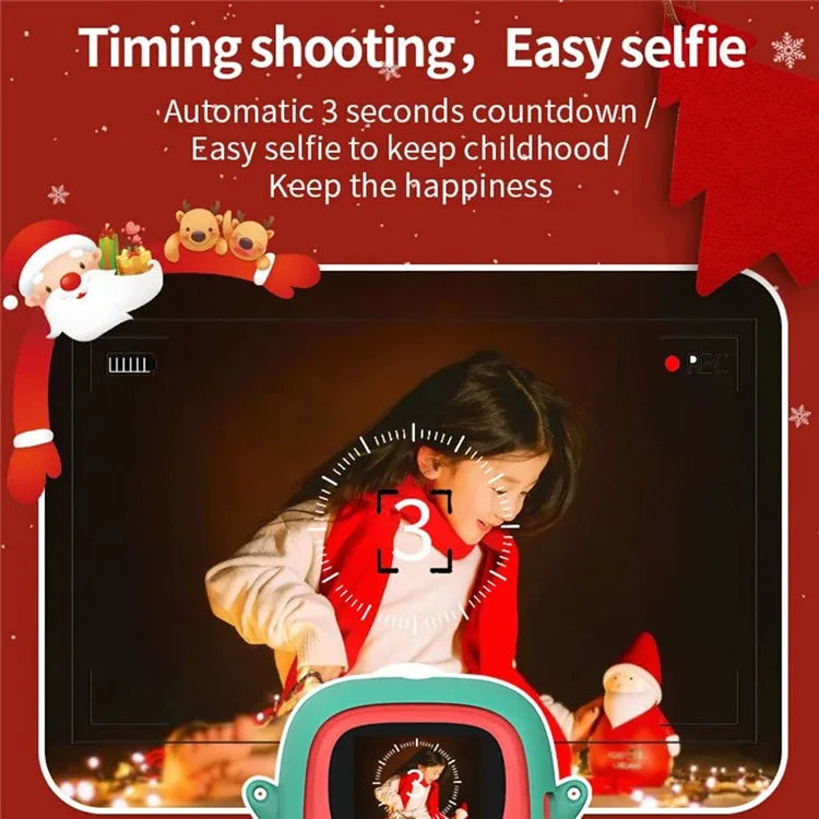 Christmas Style 2.0-inch Screen Children HD Digital Camera Instant Photo Printer