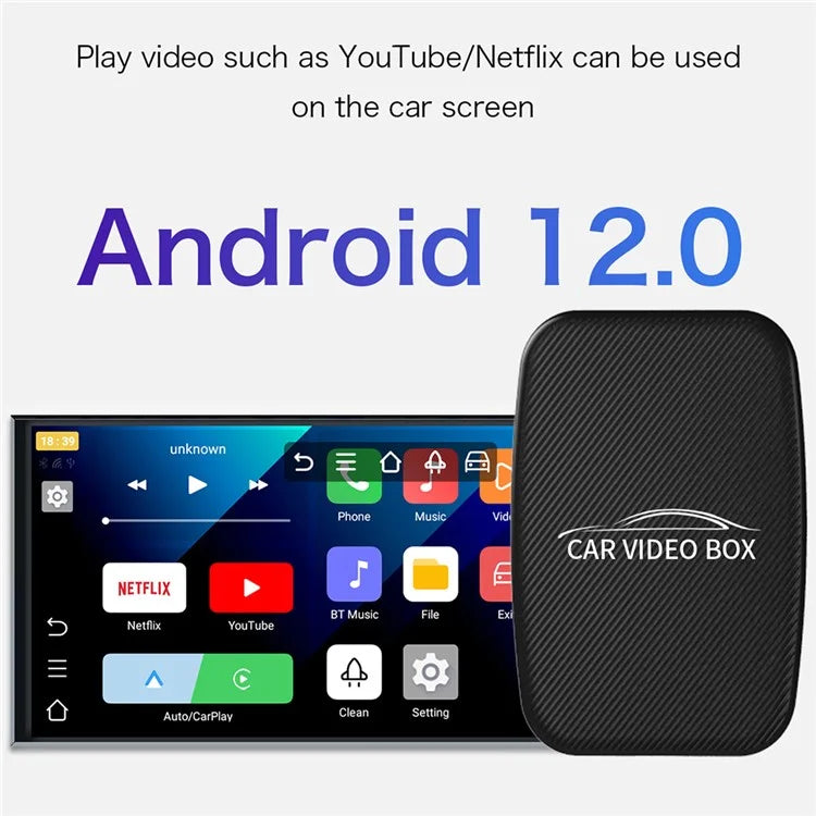 GT4S Android 12 Wireless Carplay Android Auto Adapter Youtube Netflix Streaming Car Video Box (Overseas Version)