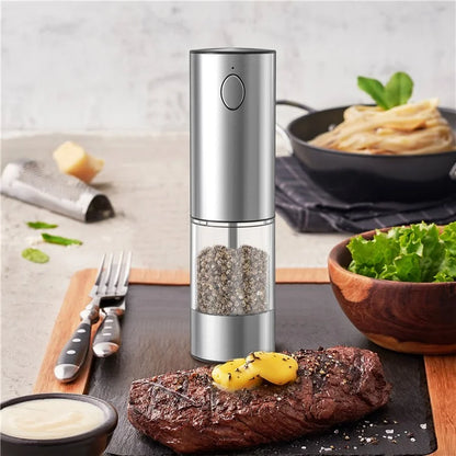 KLT KYMQ-32C-H52 2Pcs Electric Pepper Grinder Stainless Steel Salt Pepper Grinding Tool (BPA Free, No FDA Certified)