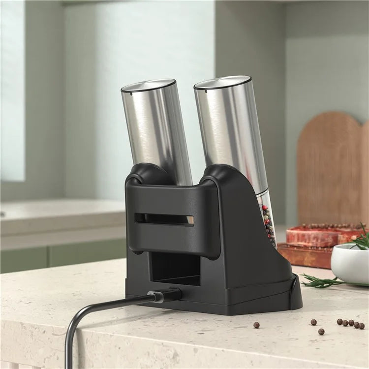 KLT KYMQ-32C-H52 2Pcs Electric Pepper Grinder Stainless Steel Salt Pepper Grinding Tool (BPA Free, No FDA Certified)