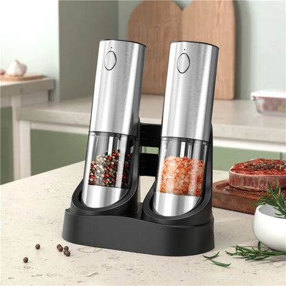 KLT KYMQ-32C-H52 2Pcs Electric Pepper Grinder Stainless Steel Salt Pepper Grinding Tool (BPA Free, No FDA Certified)