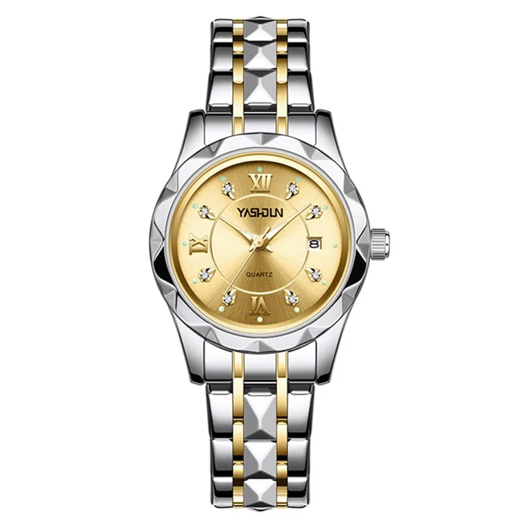 YASHIDUN 5064 Stylish Women Quartz Watch Steel Strap Luminous Calendar Wrist Watch