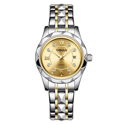YASHIDUN 5064 Stylish Women Quartz Watch Steel Strap Luminous Calendar Wrist Watch