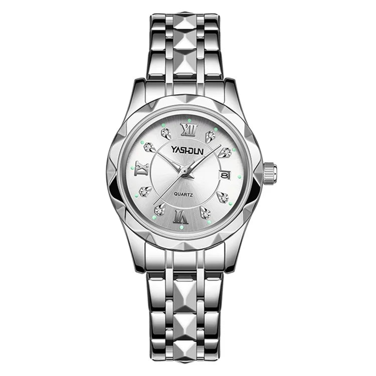 YASHIDUN 5064 Stylish Women Quartz Watch Steel Strap Luminous Calendar Wrist Watch