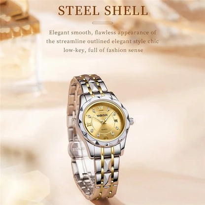 YASHIDUN 5064 Stylish Women Quartz Watch Steel Strap Luminous Calendar Wrist Watch