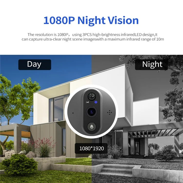 C85 Doorbell Camera 1080P PIR Motion Detection Digital Peephole Door Viewer Two-Way Call