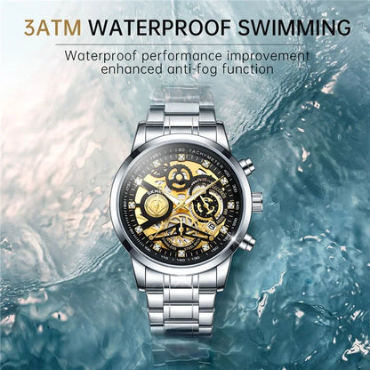 SKMEI 7059 Quartz Watch Waterproof Wrist Bracelet Watch with Stainless Steel Strap