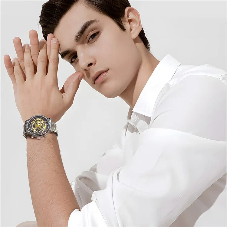 SKMEI 7059 Quartz Watch Waterproof Wrist Bracelet Watch with Stainless Steel Strap