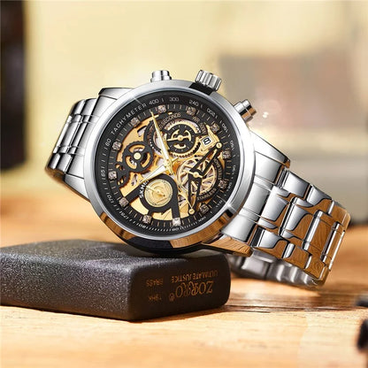 SKMEI 7059 Quartz Watch Waterproof Wrist Bracelet Watch with Stainless Steel Strap
