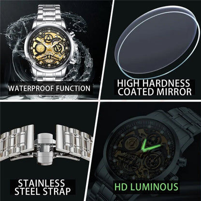 SKMEI 7059 Quartz Watch Waterproof Wrist Bracelet Watch with Stainless Steel Strap