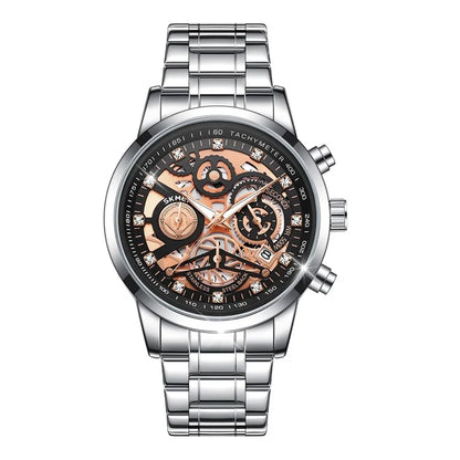 SKMEI 7059 Quartz Watch Waterproof Wrist Bracelet Watch with Stainless Steel Strap