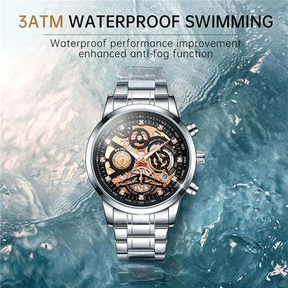SKMEI 7059 Quartz Watch Waterproof Wrist Bracelet Watch with Stainless Steel Strap