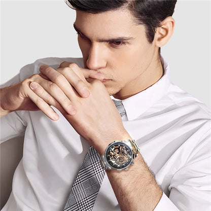 SKMEI 7059 Quartz Watch Waterproof Wrist Bracelet Watch with Stainless Steel Strap