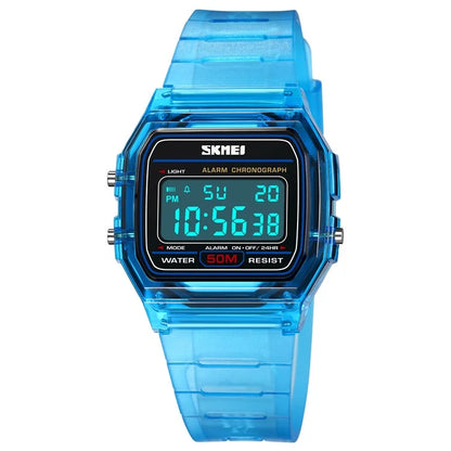 SKMEI 2056 Fashion Square Wrist Watch TPU Strap EL Backlight Electronic Watch
